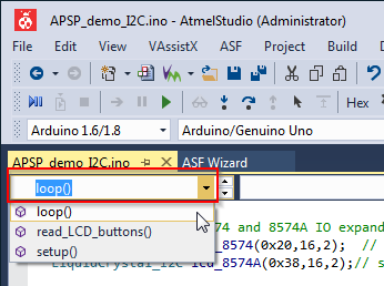 Direct jump to the desired function in Visual Micro for Atmel Studio